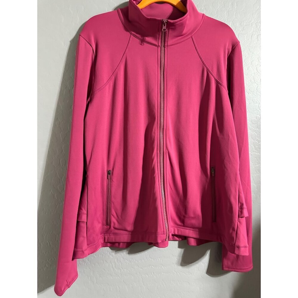 Isabella Activewear Women's Ruffle Back Peplum Jacket Amore Knit Size XL NWT